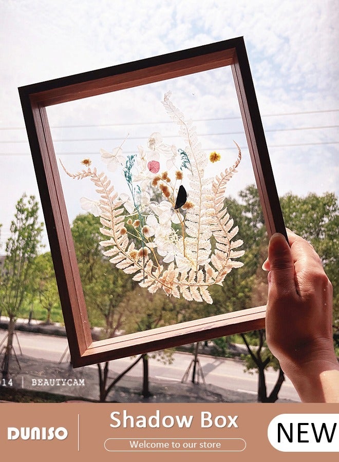 DUNISO 3D Shadow Box, DIY Wedding Memory Dried Flower Shadow Box Picture Frame Display Box for Tabletop Wooden Deep Box  Medals, Flowers, Memorabilia, Photo - Image 1