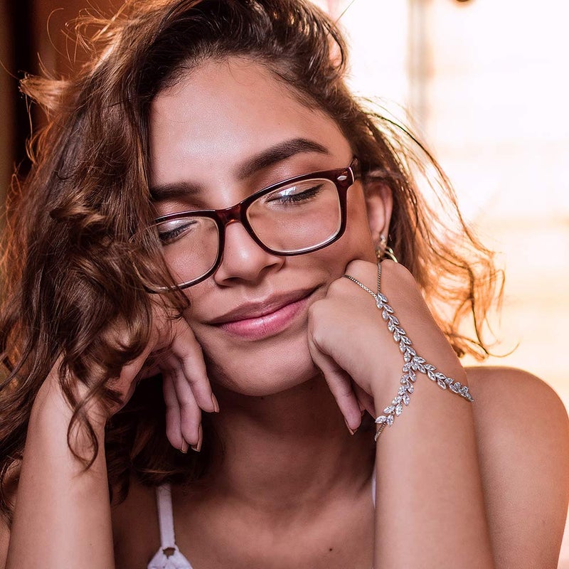 Mytys Fashion Cubic Zirconia Chain Silver Bracelet Cluster CZ Palm Chain Bracelet with Ring Hand Harness Bangle Style 1 - Image 4