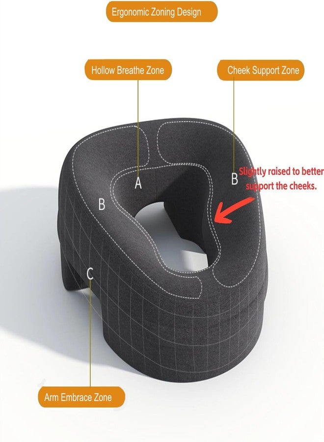 Fcare Face Down Pillows Massage After Surgery Post Eye Surgery, Pillow for Bed Headrest Prone Down Sleeping，Face Cradle，BBL Pillow Recovery & Removable Cover Grey - Image 3