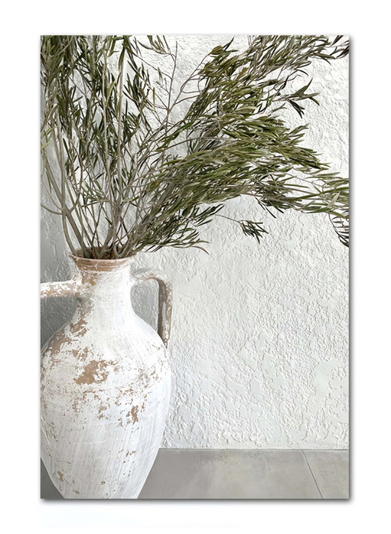 الحلم نمط 3 قطعة قماش قماش الحائط، فرع الزيتون وطبعات البناء الأبيض، الإطار الذهبي ديكور غرفة المعيشة/سوفا الخلفية، ملصقات ديكور المنزل - Image 5