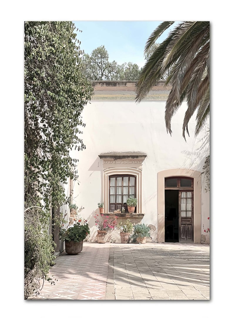 الحلم نمط 3 قطعة قماش قماش الحائط، فرع الزيتون وطبعات البناء الأبيض، الإطار الذهبي ديكور غرفة المعيشة/سوفا الخلفية، ملصقات ديكور المنزل - Image 2