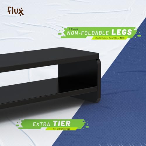 flux Monitor Stand Two Tier Mini with two Wooden legs | Monitor Stand Riser | PC Stand For Desktop Table | , Non SlipMaterial: Particle Board & Metal (49.5 x 20 x 20 ) cm Black [DO IT YOURSELF (DIY)] - Image 5