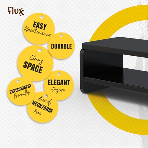 flux Monitor Stand Two Tier Mini with two Wooden legs | Monitor Stand Riser | PC Stand For Desktop Table | , Non SlipMaterial: Particle Board & Metal (49.5 x 20 x 20 ) cm Black [DO IT YOURSELF (DIY)] - Image 2