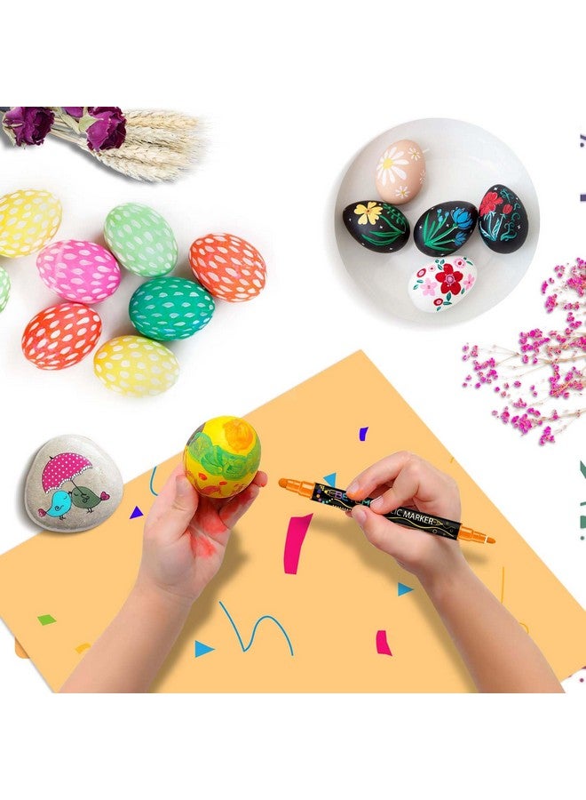 Betem 24 Colors Dual Tip Acrylic Paint Pens Markers, Premium Acrylic Paint Pens For Wood, Canvas, Stone, Rock Painting, Glass, Ceramic Surfaces, Diy Crafts Making Art Supplies  - Image 4