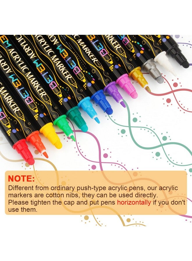 Betem 24 Colors Dual Tip Acrylic Paint Pens Markers, Premium Acrylic Paint Pens For Wood, Canvas, Stone, Rock Painting, Glass, Ceramic Surfaces, Diy Crafts Making Art Supplies  - Image 2