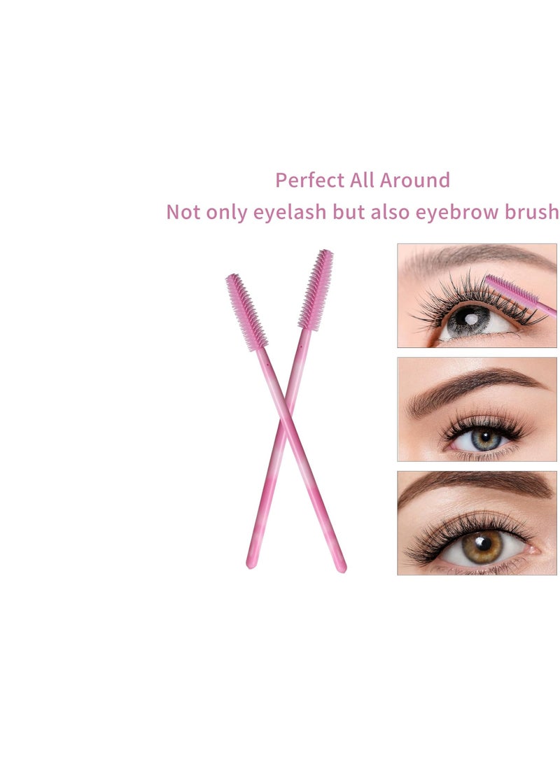 MyAoKuE-UP - Upgrade 100pcs Silicone Mascara Wands, Disposable Mascara Wand, Silicone Spoolies, Soft Lash Spoolies Brush for Eyelash Extensions, Lift and Brow Two-toned Pole with Containe(Pink) - Image 1