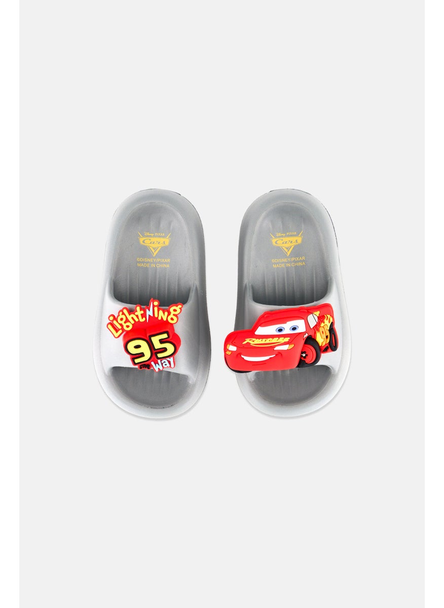 Disney Pixar Kids Boy Slip On Lightning McQueen Slides, Grey  - Image 3