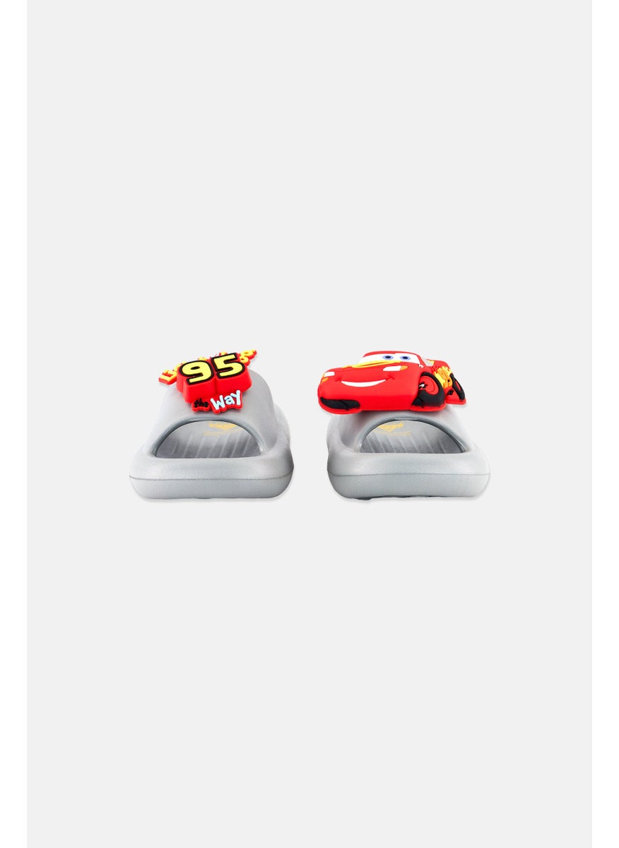 Disney Pixar Kids Boy Slip On Lightning McQueen Slides, Grey  - Image 2