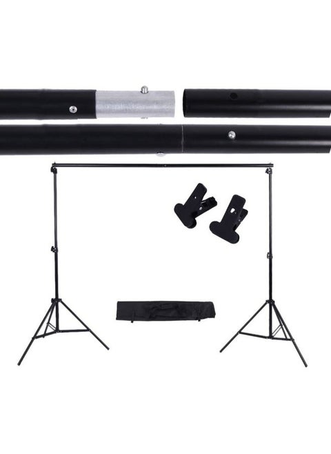 Adjustable Background Support Stand Photo Backdrop Crossbar Kit With Two Clamps Black