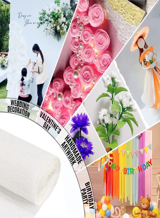 VNAKER White Crepe Paper Roll, 9.8Inch x 8.2Ft/3Rolls, Crepe Paper Sheet for Flower Making, Papel Crepe for Valentine's Day, Birthday Wedding Party Decoration DIY Craft - Image 3