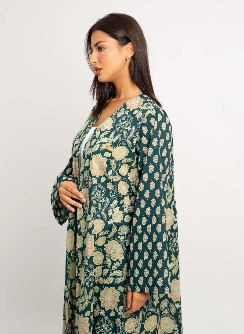 Kaafmeem Emerald Vine A-Cut Abaya
