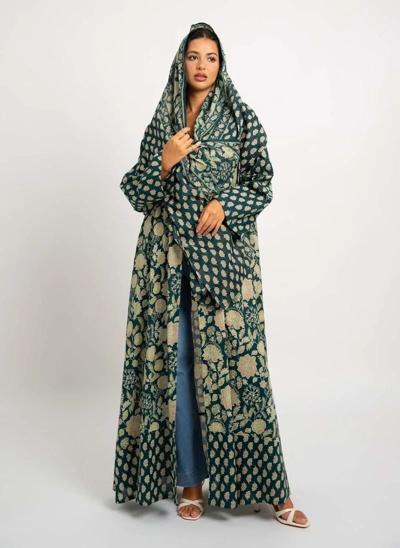 Kaafmeem Emerald Vine A-Cut Abaya