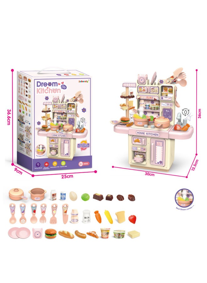 Children's Spray Play House Simulation Kitchen Toys Suit Boys And Girls Cooking And Cooking Parent-child Interactive Toys Wholesale-Color:Little Belle Style (spray Version) Color Box-Specifications:With Ordinary Battery - Image 1