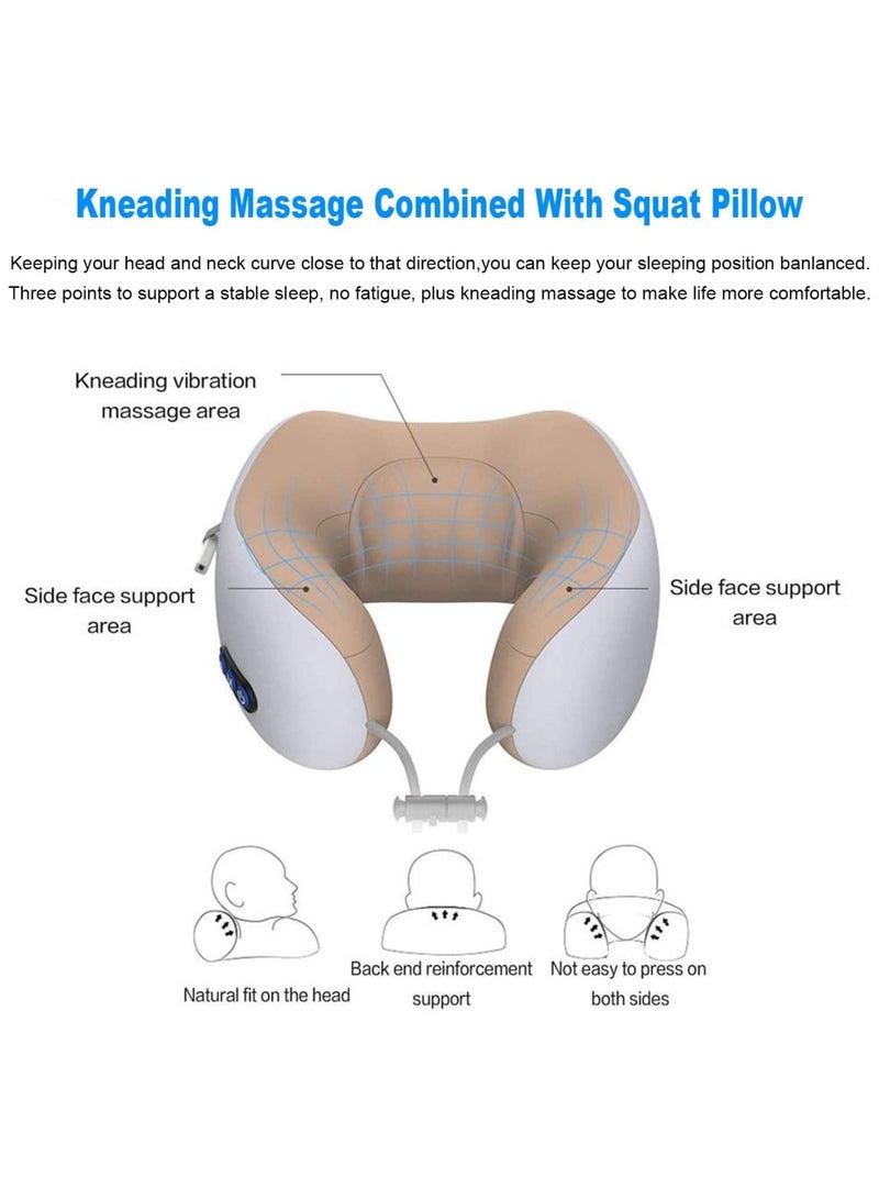 Travel Pillows For Sleeping Airplane Portable Electric Neck Massager Soft Comfortable Breathable Shaped Memory Foam Massage Neck Pillow For Car Home And Office - Image 4