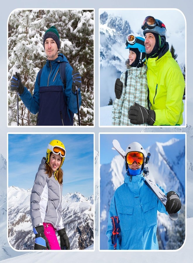 Tarpop 3 Pairs Mens Ski Gloves Winter Warm Women Gloves Adjustable Non Slip Snowboard Snow Waterproof Warm(Gray, Blue, Black) - Image 5