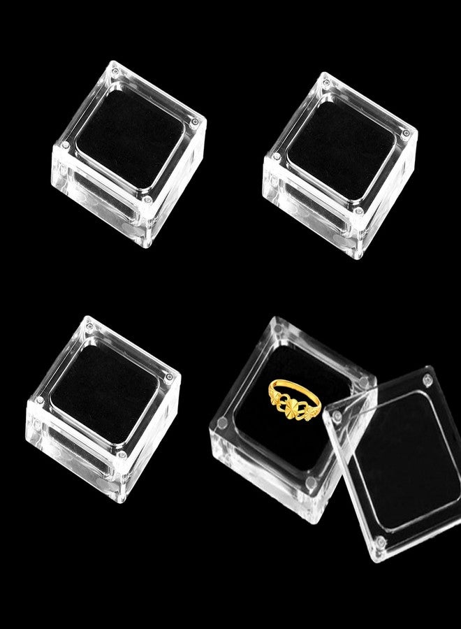 TTFdacai 4 PCS Clear Acrylic Jewelry Storage Containers with Lid Clear Gemstone Display Box Acrylic Ring Box with Magnetic Clasps and Sponge Inside for Storage of Small Items,Coins, Necklace, Crafts - Image 1