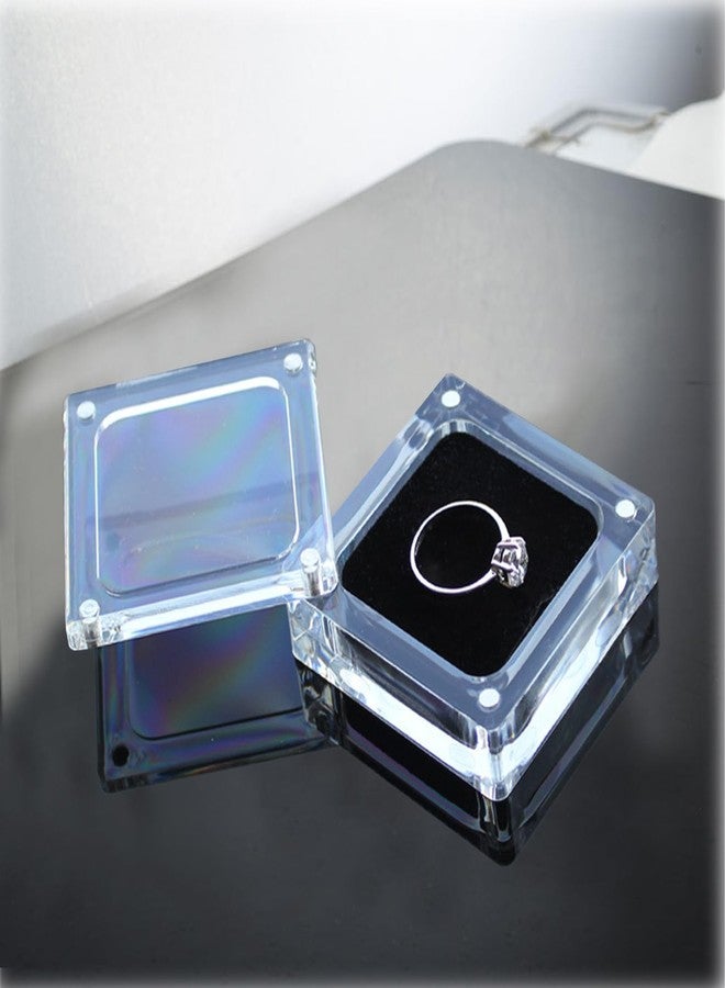 TTFdacai 4 PCS Clear Acrylic Jewelry Storage Containers with Lid Clear Gemstone Display Box Acrylic Ring Box with Magnetic Clasps and Sponge Inside for Storage of Small Items,Coins, Necklace, Crafts - Image 5