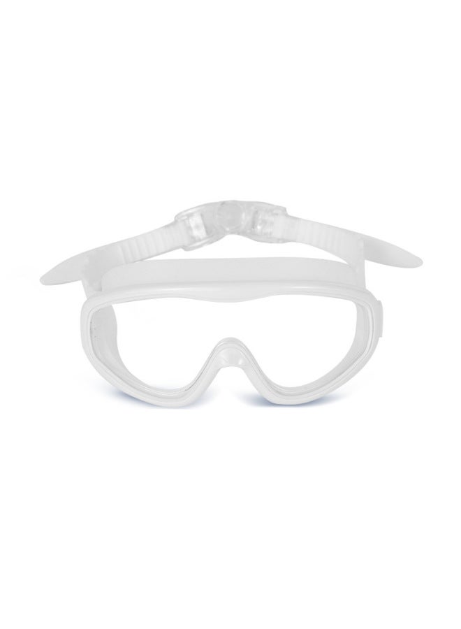Generic HD Children's Swimming Goggles Big Frame Swimming Glasses Boys And Girls Professional Diving Goggles Swimming Cap Set Equipment Waterproof Anti-fog-Color:Ivory White - Image 1