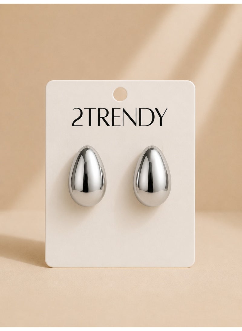 Women's Silver-Tone Teardrop Stud Earrings