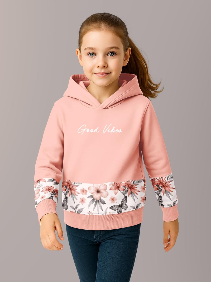 HELLCAT Trendy Cotton Blend Hoodie Sweatshirt for Girls - Pack of 1_Peach_3-4Years - Image 3