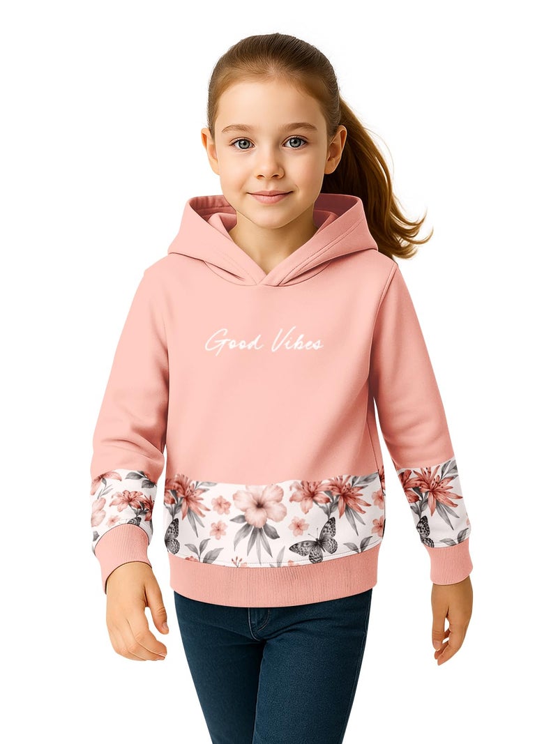 HELLCAT Trendy Cotton Blend Hoodie Sweatshirt for Girls - Pack of 1_Peach_3-4Years - Image 1