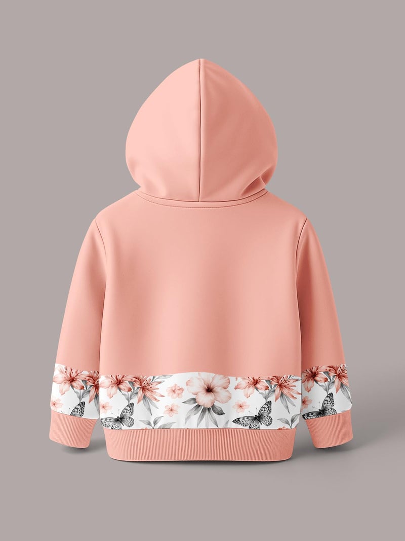 HELLCAT Trendy Cotton Blend Hoodie Sweatshirt for Girls - Pack of 1_Peach_3-4Years - Image 4