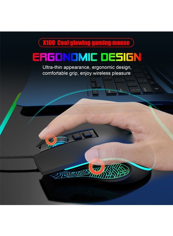 Gaming Mouse 3600DPI Adjustable 7 Colours Backlight Optical Sensor Lightspeed Mice Streamlined Arc and Finger Rest Ergonomic Design USB Wired Plug  Play for Windows Mac PC Laptop Gamer - Image 4