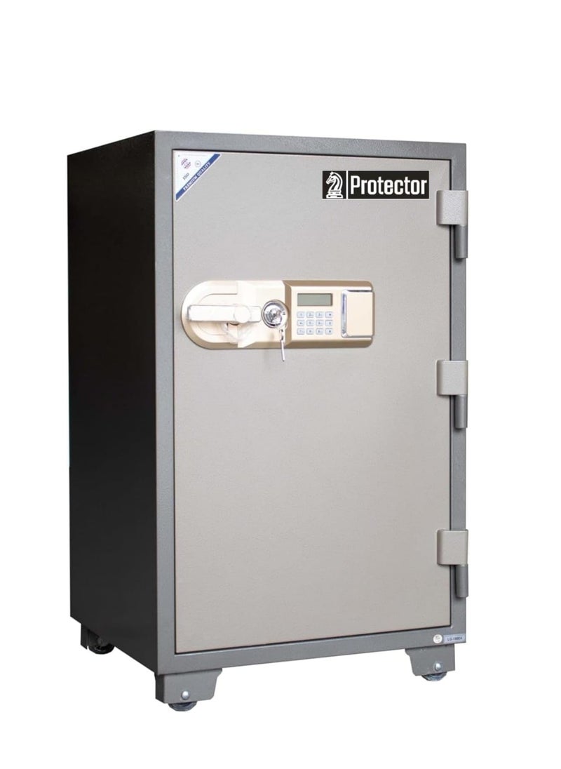 Protector - Protecter Safe PT100E4 Fireproof Safe - Anti-Theft Safe with 2 Adjustable Shelves, Numeric Keypad, Double Lock, Side Lockable Interior Drawer (H100 x W60 x D54 cm, 200 kg) - Made in Vietnam - Image 1