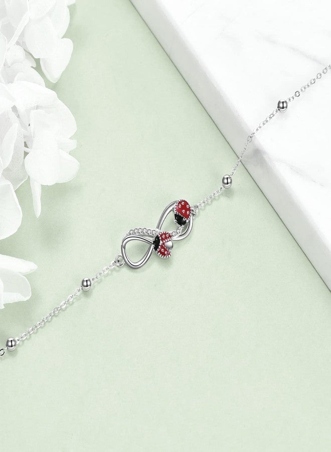 POPLYKE Ladybug Bracelet for Women 925 Sterling Silver Ladybug Jewelry Gifts for Mother Daughter Sister Grandma - Image 2
