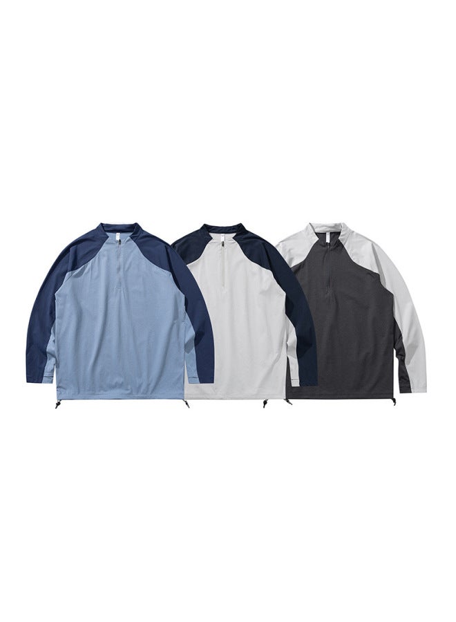 Izexx Fashion Brand Spring Urban Commuter Quick-drying Long-sleeved T-shirt Men's Moisture-wicking Collarless Stitching Couples Top - Image 4