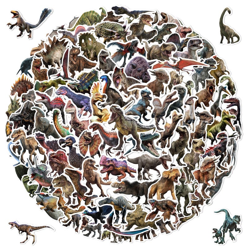 WANVAE 100pcs Jurassic Dinosaur Stickers for Kids, Cool Dino Waterproof Stickers for Boy Girl Children Water Bottle, Phone, Computer, Skateboard, Bike, Luggage, Notebook, Scrapbook - Image 1