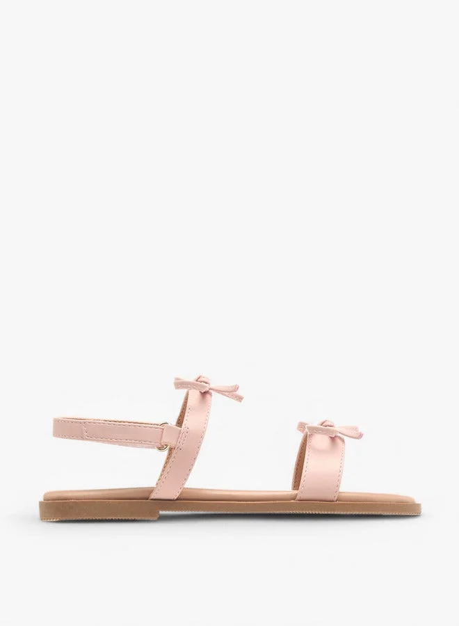 Flora Bella By Shoexpress Bow Accent Sandals with Hook and Loop Closure