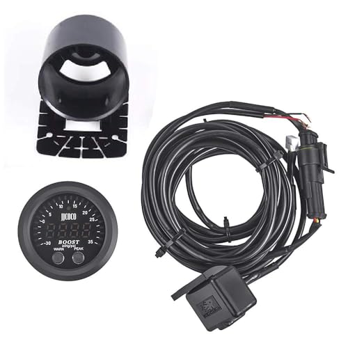 ZHSYMX Universal Turbo Boost/Vacuum Gauge Kit Includes Electronic Pressure Sensor Red LED Light PSI Meter - for Car Truck - 2-1/16" - Image 5