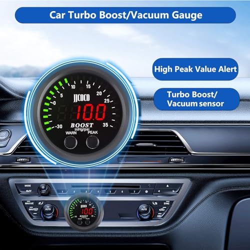 ZHSYMX Universal Turbo Boost/Vacuum Gauge Kit Includes Electronic Pressure Sensor Red LED Light PSI Meter - for Car Truck - 2-1/16" - Image 4