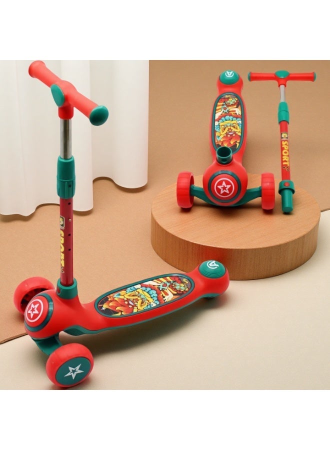 إيزي فيتشور سكوتر إيزي فيوتشر للأطفال من عمر 3 إلى 8 سنوات، مزود بعجلات من البولي يوريثان بإضاءة LED، وفرامل خلفية، وموسيقى، ومقبض قابل للطي وتعديل الارتفاع. - Image 1