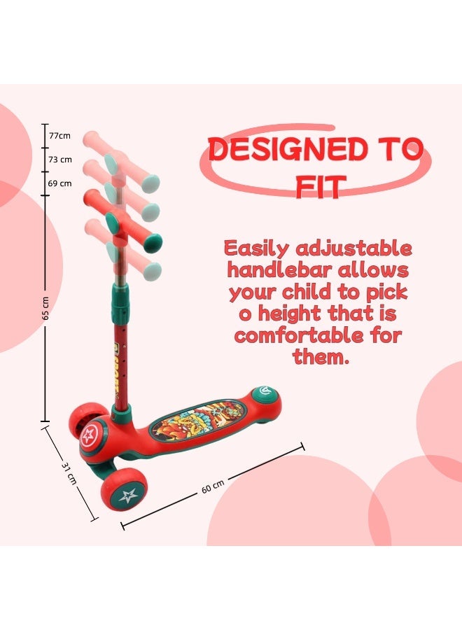 إيزي فيتشور سكوتر إيزي فيوتشر للأطفال من عمر 3 إلى 8 سنوات، مزود بعجلات من البولي يوريثان بإضاءة LED، وفرامل خلفية، وموسيقى، ومقبض قابل للطي وتعديل الارتفاع. - Image 4