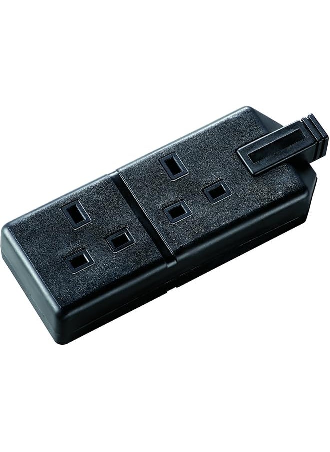 MASTERPLUG Masterplug ELS132B-01 Permaplug Two Socket Trailing Socket, without Plug and Cable, 13 Amp, Black  - Image 1