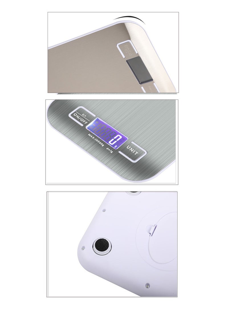 ميزان مطبخ رقمي كهربائي رقمي للمطبخ يزن حتى 5 كجم ميزان مطبخ LCD، فضي - Image 3