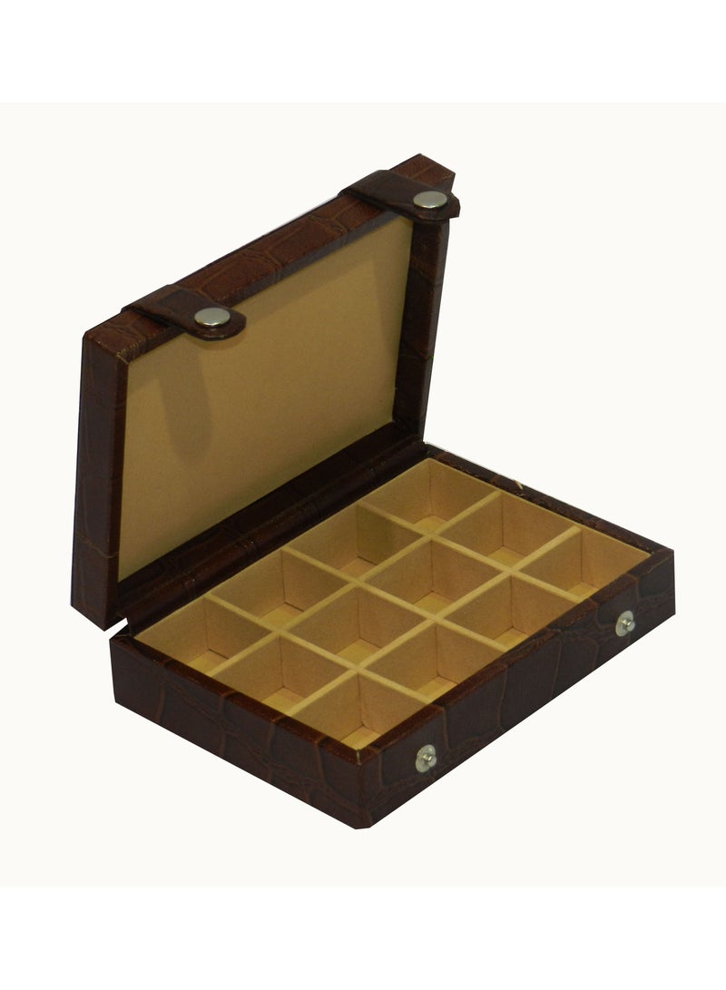LAVERI LEATHER Laveri Cufflink Storage Display Box with Ring Holder Showcase for Store Display, Jewelry Show & Home ~ Jewelry Tray Organizer  - Image 4