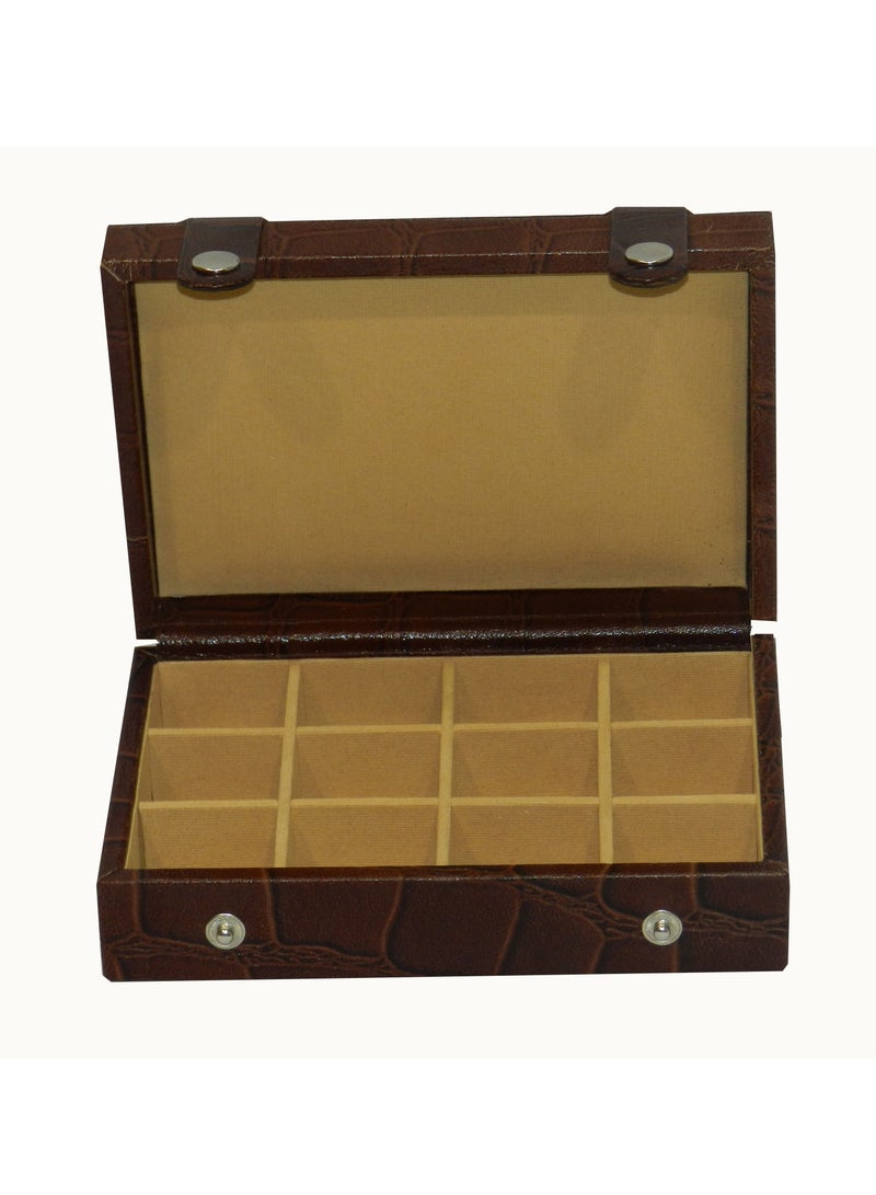 LAVERI LEATHER Laveri Cufflink Storage Display Box with Ring Holder Showcase for Store Display, Jewelry Show & Home ~ Jewelry Tray Organizer  - Image 1