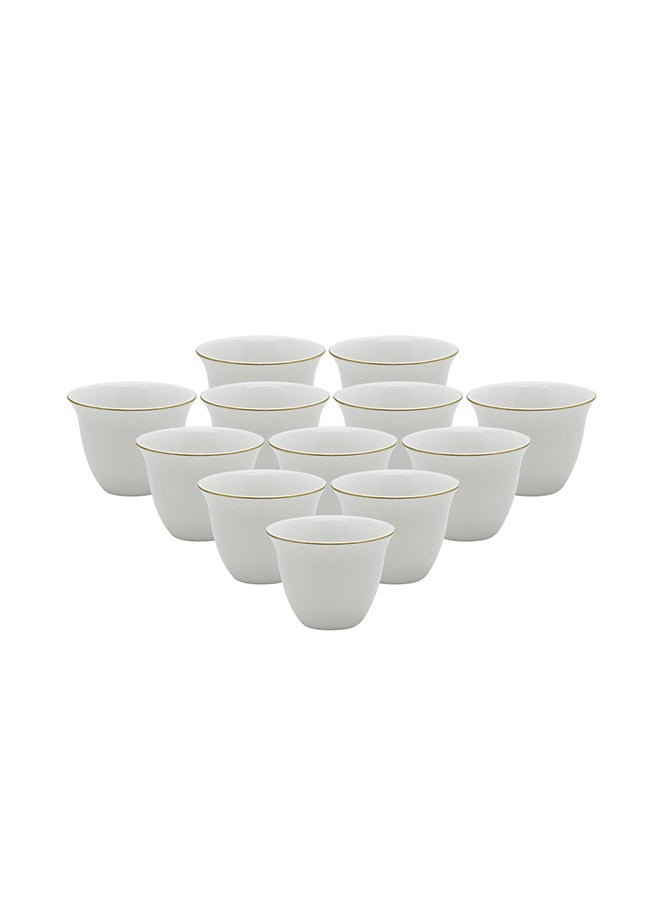 PEARL طقم أكواب سيراميك أبيض مع خط ذهبي 12 قطعة - Image 1