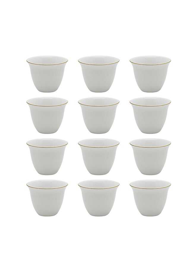 PEARL طقم أكواب سيراميك أبيض مع خط ذهبي 12 قطعة - Image 2