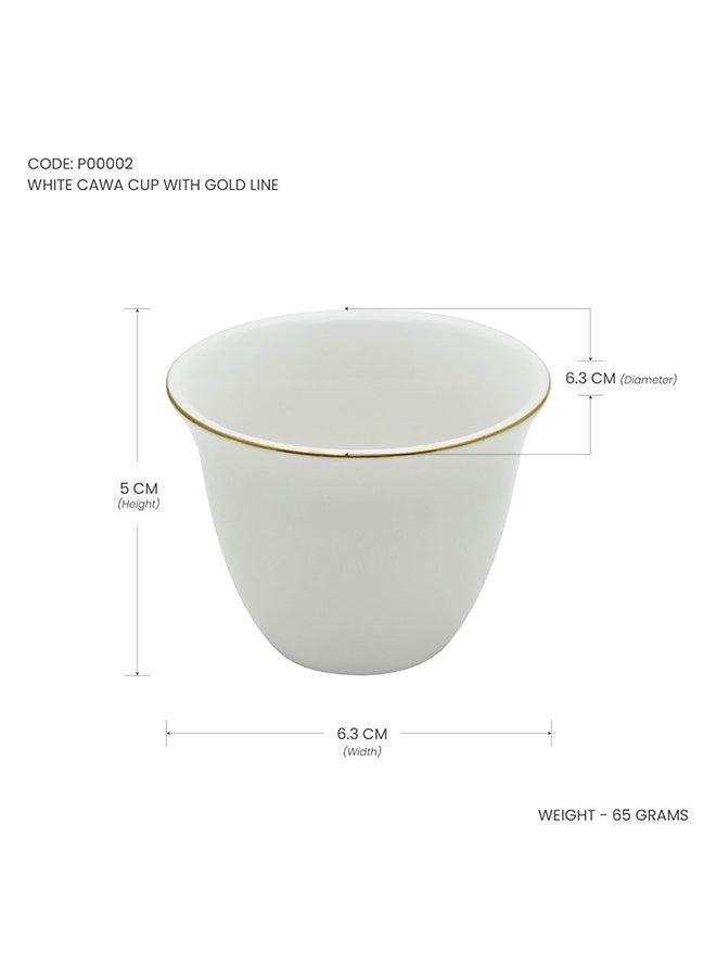 PEARL طقم أكواب سيراميك أبيض مع خط ذهبي 12 قطعة - Image 3