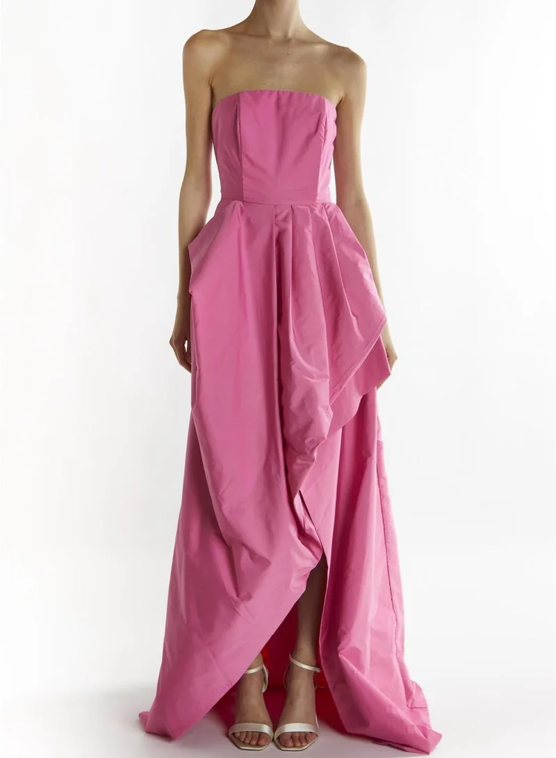 True Decadence Bright-Pink Emma Hi-Low Hem Maxi