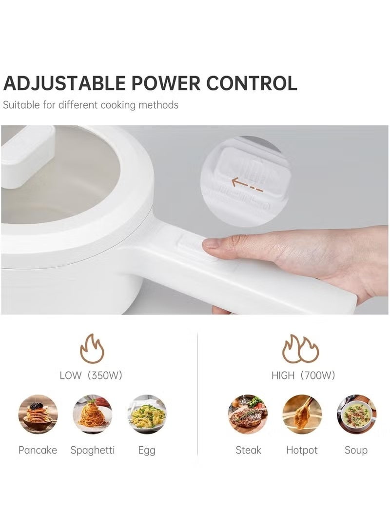 Denx Multifunctional Electric Hot Pot with Steamer – 700W 2L Non-Stick Pan, Adjustable Temperature Control, Dual Power Settings, Automatic Shut-Off, Ideal for Hot Pot, Steaming, and Cooking - Image 4