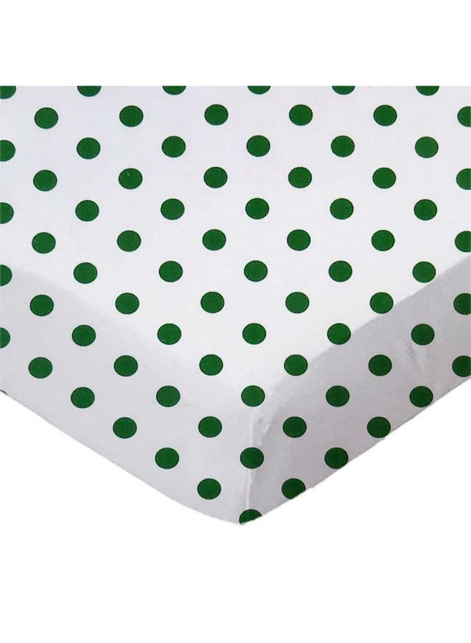 SHEETWORLD.COM SheetWorld Fitted 100% Cotton Percale Portable Mini Crib Sheet 24 x 38, Hunter Green Polka Dots, Made in USA - Image 1