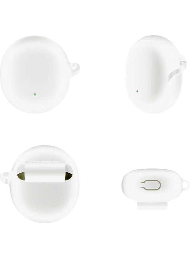KMaxAI Compatible With Oppo Enco Air3 Earphone Case, Silicone Protective Cover With Hook, True Wireless Charging Case, Frosted Protective Simple Solid Color Soft Shell, White - Image 1