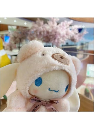 Sanrio Lovely Plush Toys Doll Keychain Short plush bear costume Cinnamoroll 15cm Plush Doll for Backpack,car,stationery box pendant - view 2