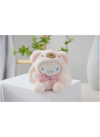 Sanrio Lovely Plush Toys Doll Keychain Short plush bear costume Cinnamoroll 15cm Plush Doll for Backpack,car,stationery box pendant - view 5