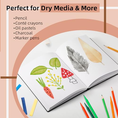 TX liteart Hardcover 9" x 12" Sketch Pads for Drawing, 110 Sheets, 80lb/120GSM Marker Sketchbook - Acid Free Paper, Durable Binding, Bleedproof, Professional Hardbound Sketchbook (Pack of 1) - Image 5